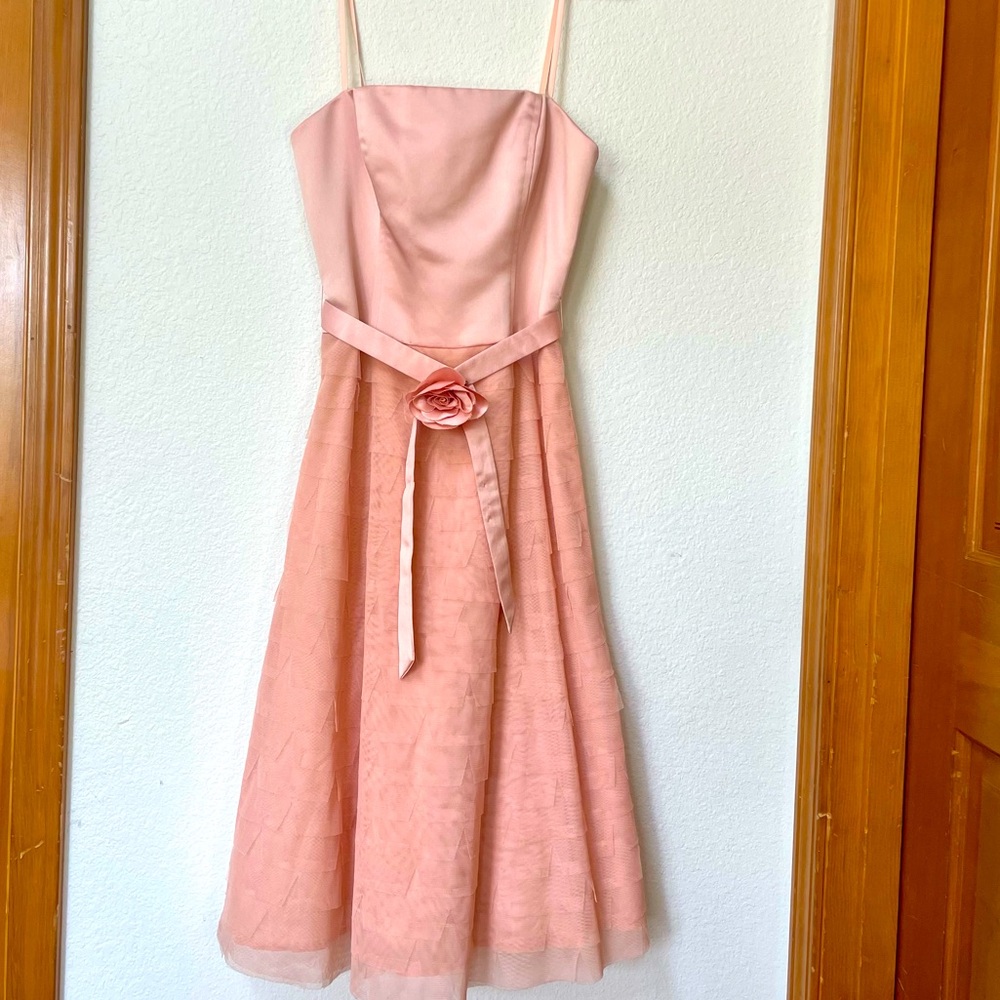 NWT BCBG + Max Azria Rose Pink Prom Dress w Tule Petticoat Lined Corset Bodice 4